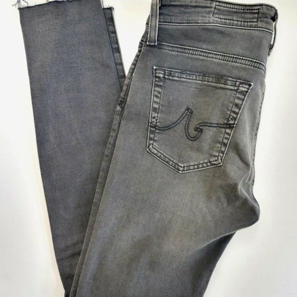 AG Farrah High Rise Skinny Ankle Raw Hem Jean in Eroded Grey Destroyed - Picture 9 of 12